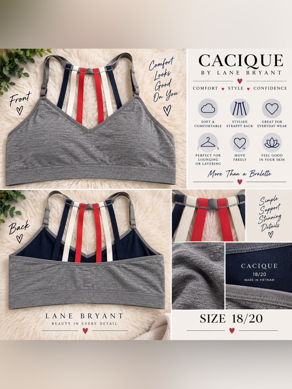 🩶 Lane Bryant Cacique Bralette — Size 18/20